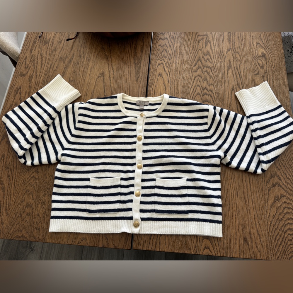 J Crew striped cardigan (relaxed Emilie sweater)